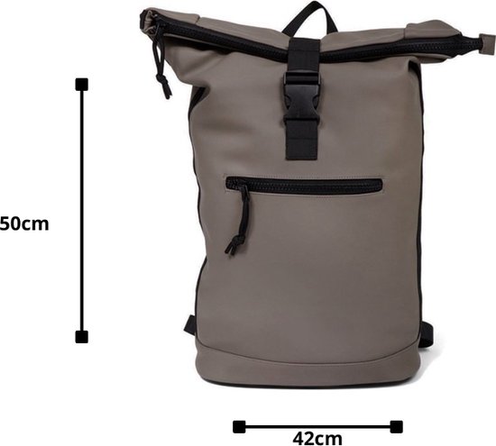 Norlander Dull PU Waterdichte Rugzak 40L - Roltop Rugzak - Fietrugzak - Taupe