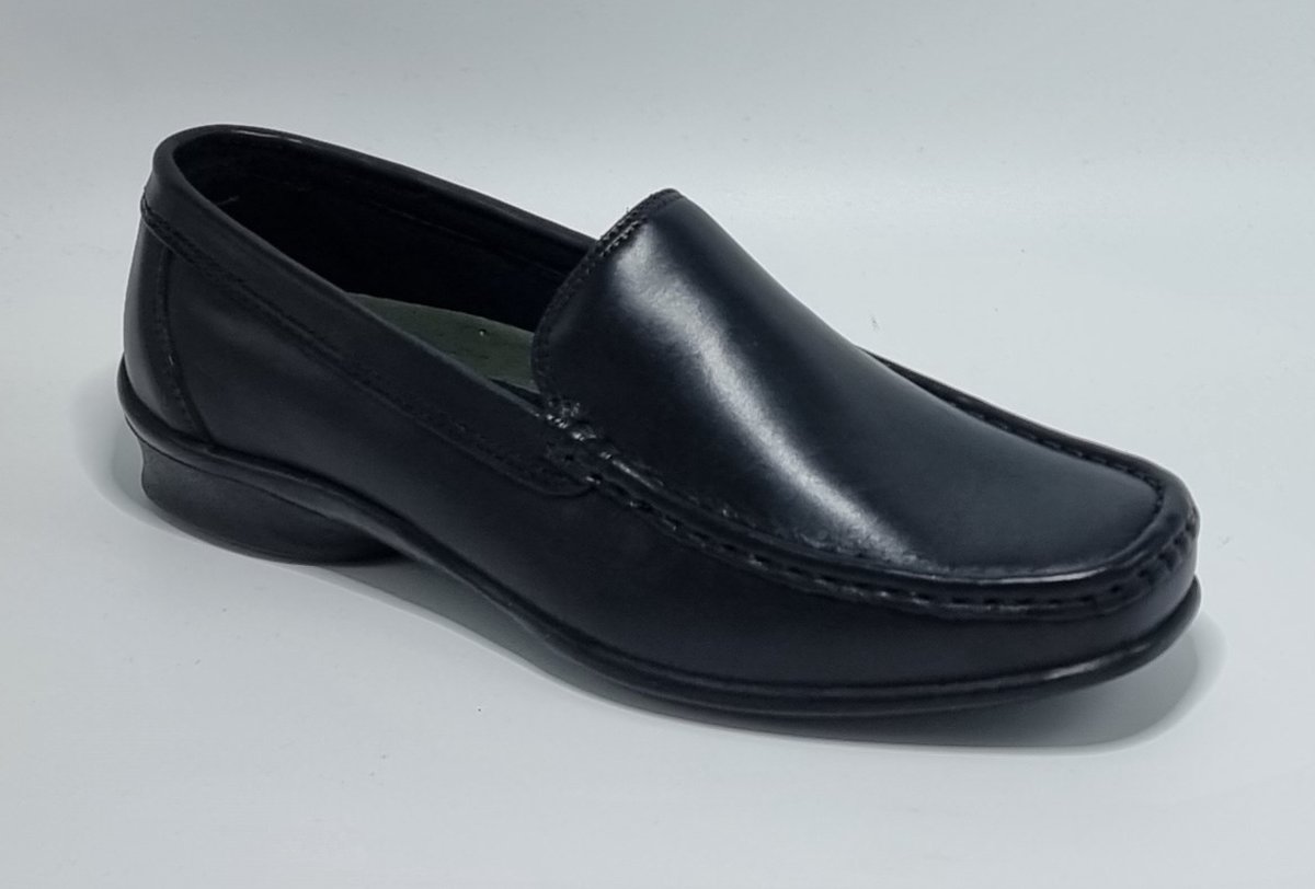 Sagar Shoes® - Heren Schoenen - Heren Loafers - Heren Instappers - Echt Leer - Zwart - Maat 40