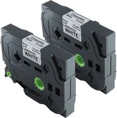 2x Brother Tze-221 TZ-221 Compatible voor Brother P-touch Label Tapes - Zwart op Wit - 9mm