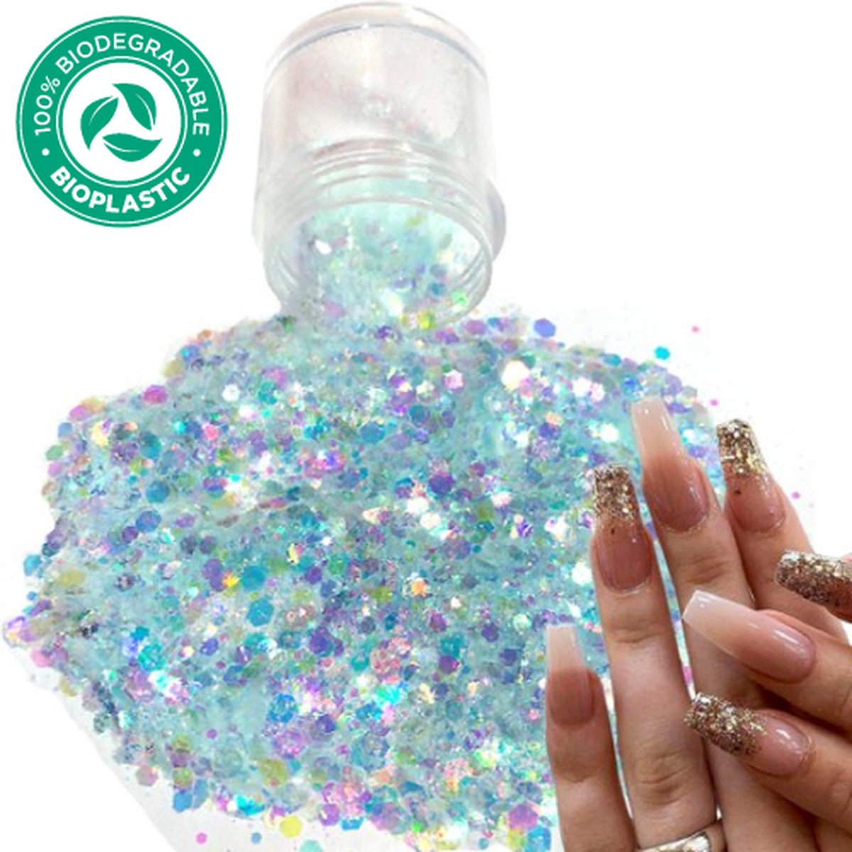 Goedkoopste Chunky Glitters (Lichtblauw) [Volume 8g - Festival Glitter Outfit Nagel Decoratie Versiering - Manicure Kunstnagels Nepnagels Acryl Nagels - Kinderen Volwassenen Dames Glitters]