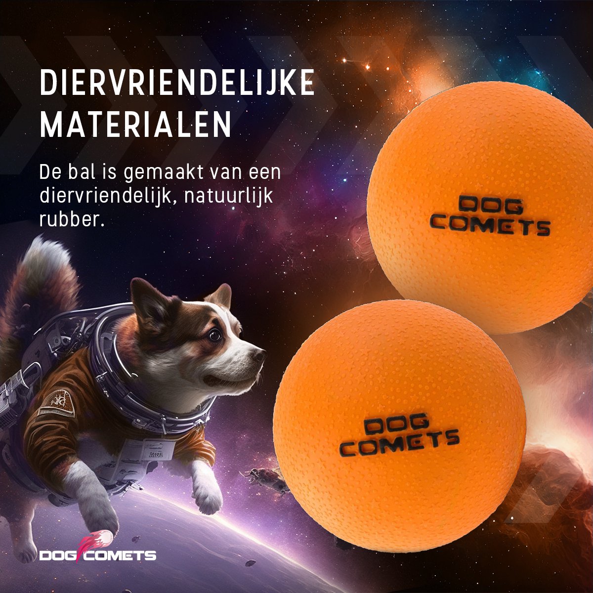Dog Comets Ball Stardust Ø 6 cm - Rubberen Hondenbal - Hondenspeelgoed - Stuiterend en Drijvend honden speelgoed - Oranje - 2 Stuks thumbnail 5