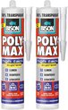 Bison poly max high tack express transparant duoverpakking