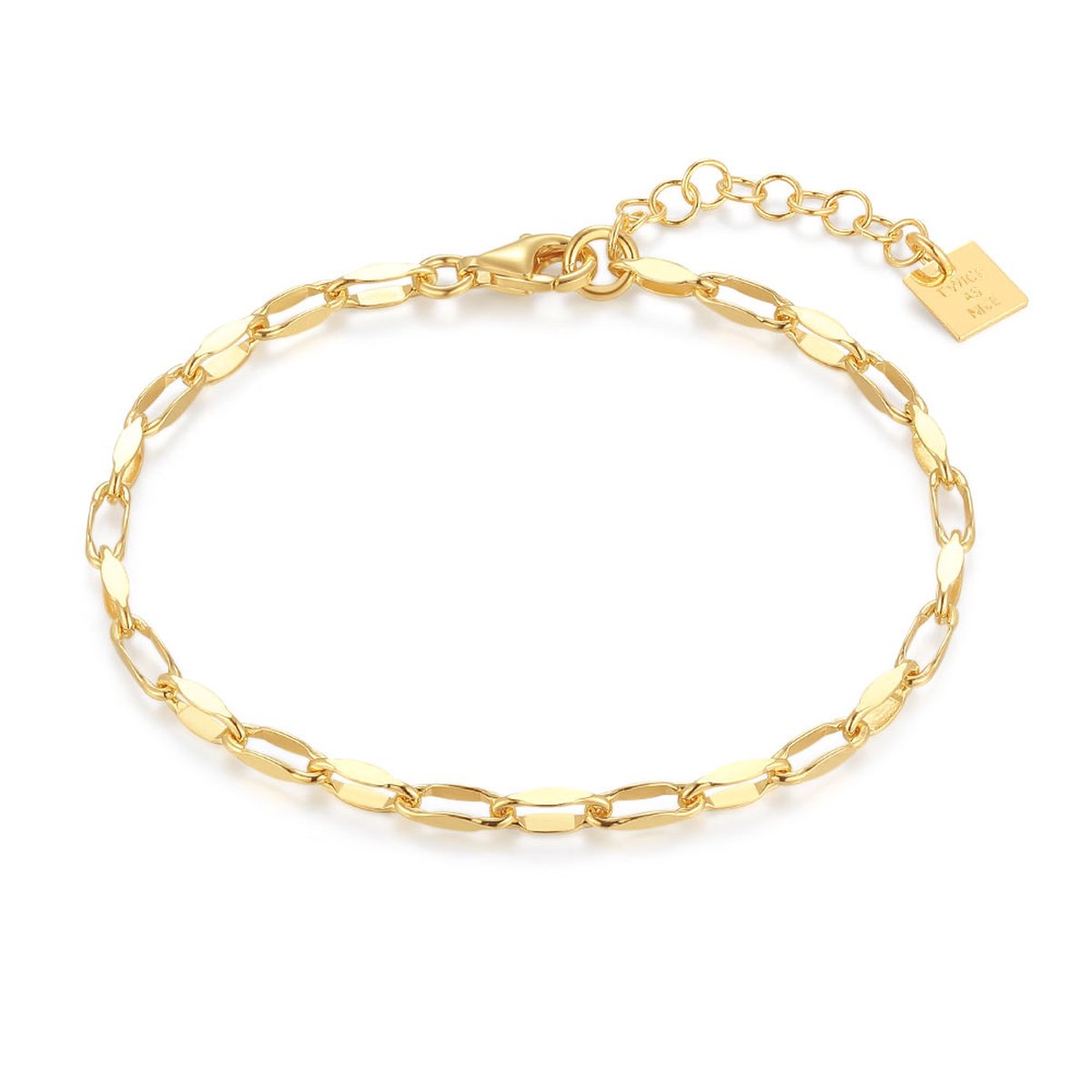 Twice As Nice Armband in 18kt verguld zilver, schakelketting 16cm+3cm