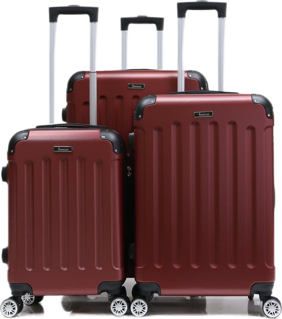 Kofferset Traveleo Babij - 3-delig- met cijferslot - Complete Set - Koffer - Handbagage 35L + 65L en 90L Ruimbagage - ABS01 - Rood