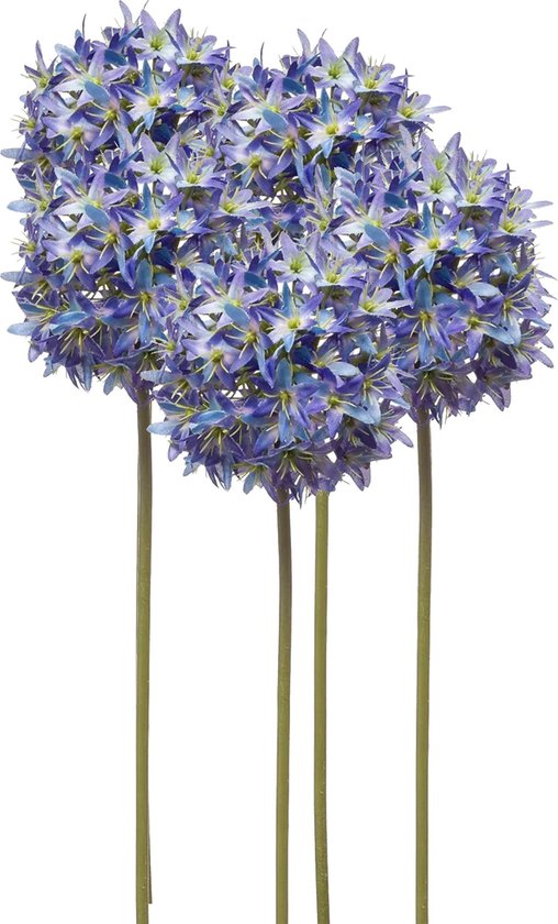 Emerald Allium/Sierui kunstbloem - 5x - losse steel - blauw - 60 cm - Natuurlijke uitstraling