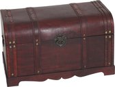 Cosmo Casa Houten kist houten doos schatkist Valence antieke uitstraling 39x67x38cm - Rond