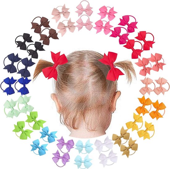 40 stuks Meisjes Baby Haarbandjes met Strik - 5cm- Willekeurige kleur
