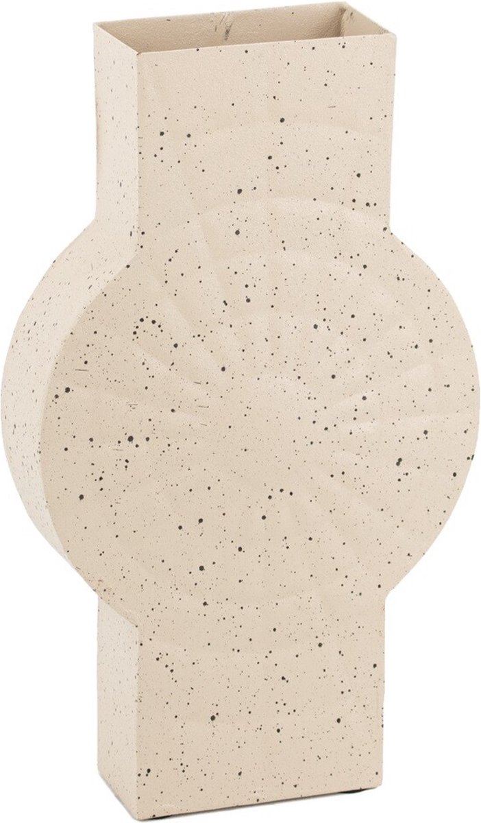 homebound by ky Metalen ornament vaas zand dots | 10x18x30,5cm | bloemenvaas metaal beige