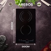 AREBOS Glaskeramische kookplaat Zelfvoorzienende kookplaat 2 platen 3200 W Zwart