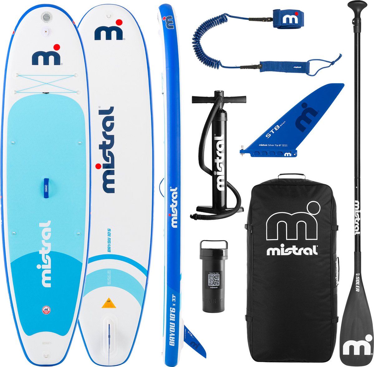Mistral® Bayou 10'6 | SUP board opblaasbaar | Complete SUPboard Set | Het ideale Supboard voor Recreatief gebruik