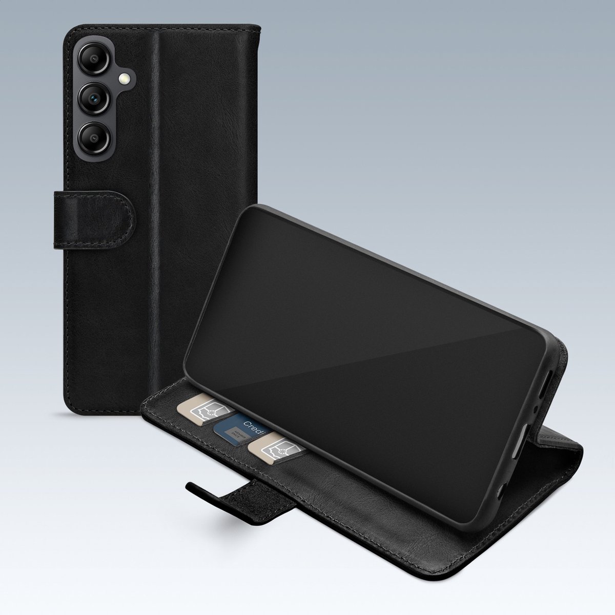 Mobilize Telefoonhoesje geschikt voor Samsung Galaxy A14 Hoesje | Mobilize Premium Gelly Wallet Bookcase Portemonnee | Pasjeshouder voor 3 Pasjes | Telefoonhoesje voor Pinpas / OV Kaart / Rijbewijs - Zwart