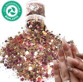 Chunky Glitters (Roze/Goud) [Volume 8g - Festival Glitter Outfit Nagel Decoratie Versiering - Manicure Kunstnagels Nepnagels Acryl Nagels - Kinderen Volwassenen Dames Glitters]