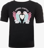TwoDay meisjes T-shirt zwart met vogeltjes - Maat 110/116