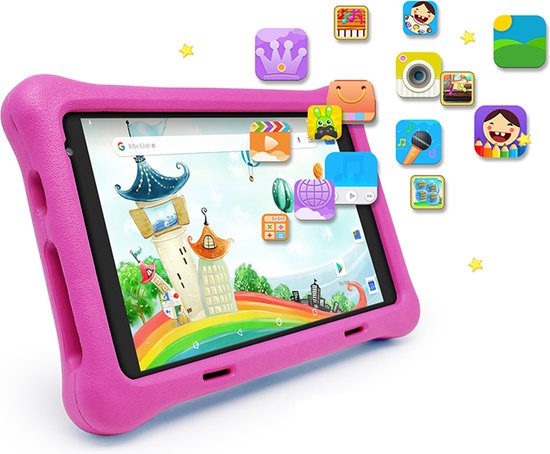 Looki KidsTab Pro - Kinder Tablet – 8 Inch – Android 10 – 32GB – Camera Voor & Achter– Ouderlijk Toezicht - Kindertablet - Roze