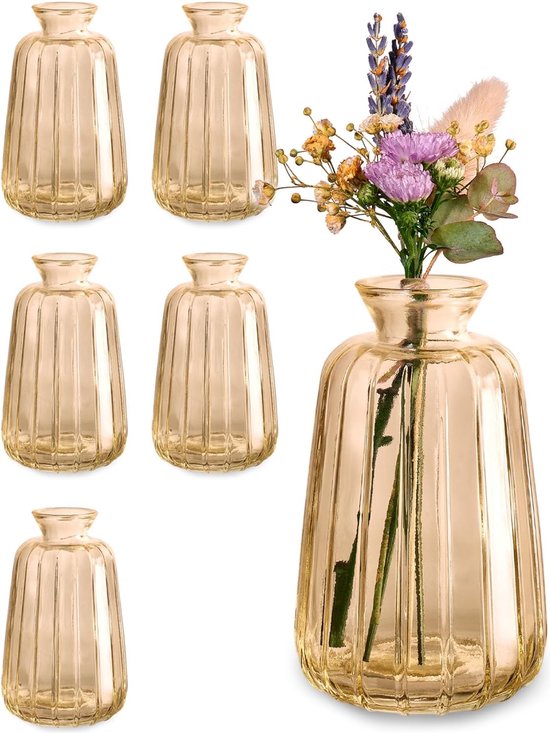 Mini glazen vazen ​​- Set van 6 - Vintage stijl