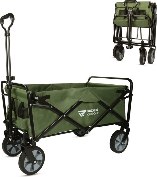 Rockerz Bolderkar Opvouwbaar - Bolderwagen 120L - Inclusief veiligheidsriemen - Handige opbergvakken - Groen