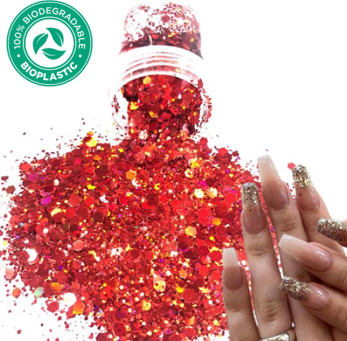 Goedkoopste Chunky Glitters (Rood) [Volume 8g - Festival Glitter Outfit Nagel Decoratie Versiering - Manicure Kunstnagels Nepnagels Acryl Nagels - Kinderen Volwassenen Dames Glitters]
