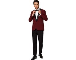 OppoSuits Hot Burgundy - Heren Tuxedo Smoking met Vlinderdas - Chique - Rood - Maat EU 56