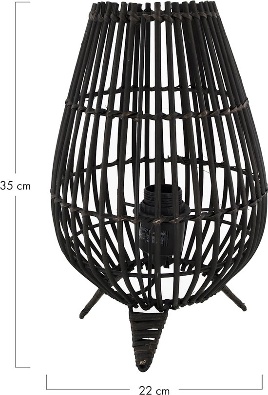 DKNC - Tafellamp - Bamboe - 22x22x35cm - Zwart