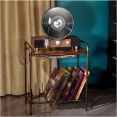 QProductz Meubles pour tourne-disque - Ip Cabinet Vintage - Meuble pour tourne-disque avec support de rangement - Marron - 55 x 35 x 65 cm