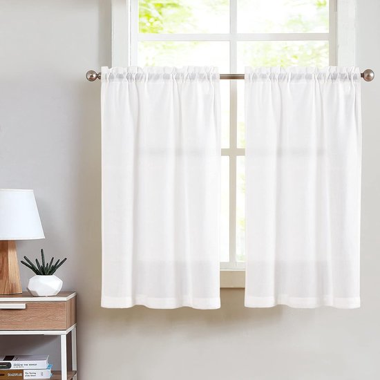 Lot De 2 Rideaux Voilages Transparents Beige - 140x245 Cm Chaque, œillets, Polyester | MIULEE