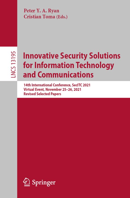 Lecture Notes in Computer Science13195- Innovative Security  ... - cover