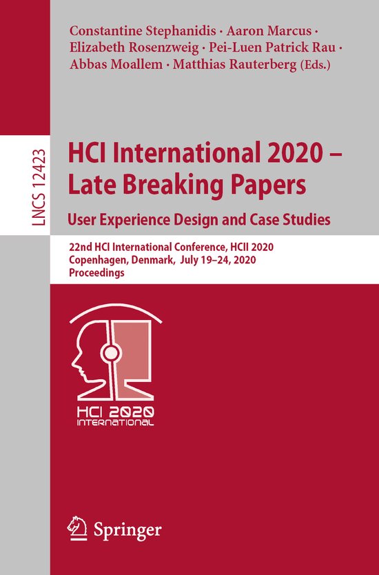 HCI International 2020 Late Breaking Papers User Experience  ... - cover