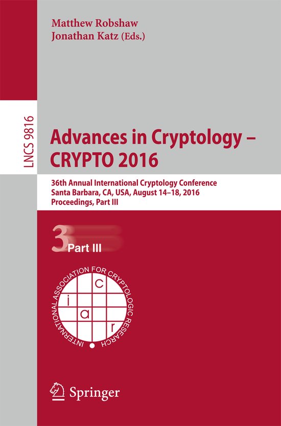 Advances in Cryptology -- CRYPTO 2016 - cover