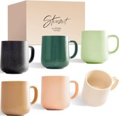 Steinzeit Design Coffee Cups (6x350ml) - Koffiemok gemaakt van 100% handproductie - Cups Set met 6 unieke pastelkleuren - Grote kop van 350 ml geschikt voor elk drankje