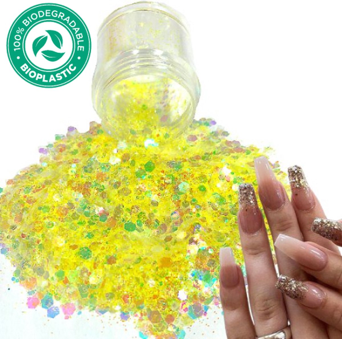 Goedkoopste Chunky Glitters (Geel) [Volume 8g - Festival Glitter Outfit Nagel Decoratie Versiering - Manicure Kunstnagels Nepnagels Acryl Nagels - Kinderen Volwassenen Dames Glitters]