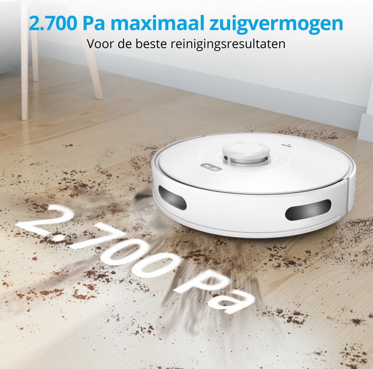 Afbeelding 2 van MEDION Robotstofzuiger met Lasernavigatie en Veegfunctie X10 SW (Krachtige 2.700Pa zuigkracht, 2in1 robotstofzuiger, nauwkeurig in kaart brengen, Go & No Go gebieden, meerdere vloeren)