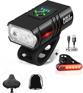 Éclairage de vélo - Éclairage de vélo rechargeables USB - Siècle des Lumières de vélo de route - Feux de vélo - Éclairage de vélo LED - Comprend un sac + une housse de selle