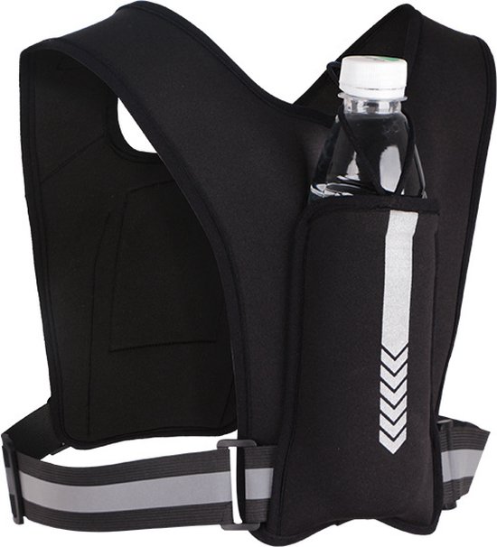 DORNNA Light Edition V1 Hardloopvest voor dames en heren, met 2 drinkflessen 500 ml, hardloopvest, looprugzak, drinkrugzak lopen, zwart, XL