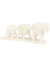 Speksteen 3 olifanten op strip 11,5 cm wit