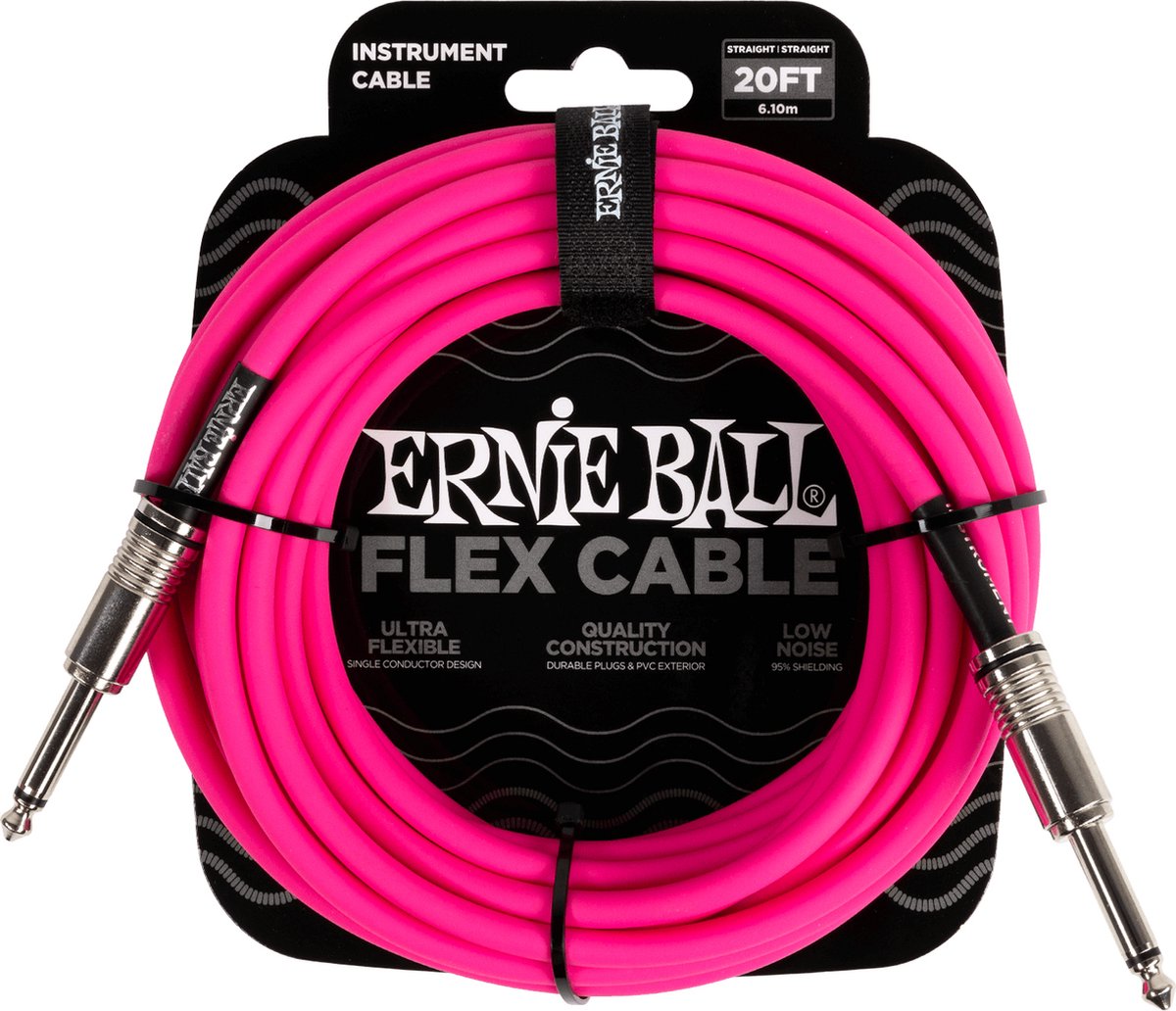 Ernie Ball 6418 Flex Cable 6 meter instrumentkabel roze