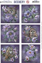 Push Out Scenery - Yvonne Creations - Aquarella - Owls and Flowers Square