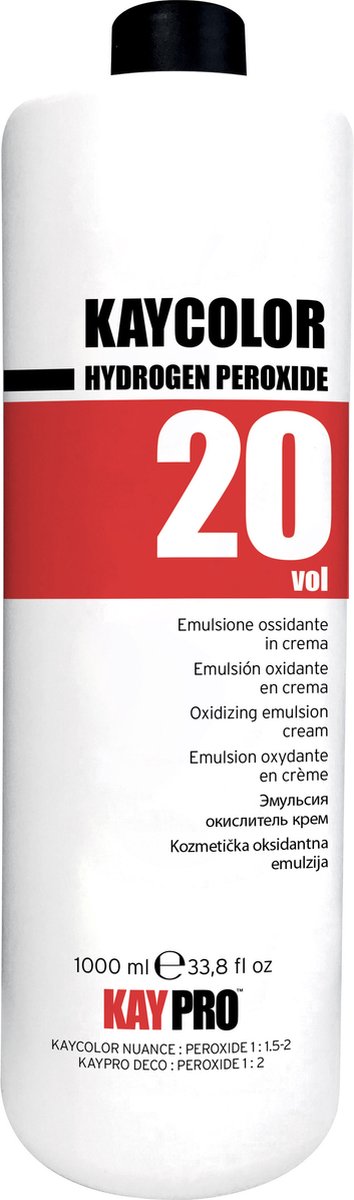 KayPro Kay Color Oxy Emulsion 20 Vol / 6% 1000 ml - oxidatiecrème voor haarverf en blondeerpoeders / ontkleuringspoeders