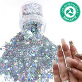 Chunky Glitters (Zilver) [Volume 8g - Festival Glitter Outfit Nagel Decoratie Versiering - Manicure Kunstnagels Nepnagels Acryl Nagels - Kinderen Volwassenen Dames Glitters]