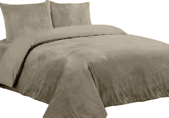 Dekbedovertrek Velvet Couture - Fluweel - Dekbedovertrek - 200x200/220 cm - Tweepersoons - Taupe - instopstrook - Fluweel Zacht - Afgewerkt met Drukknoopjes van Velvet Couture — afbeelding 5