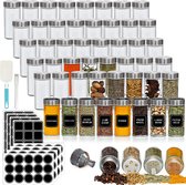 Soothe 48 Glazen Kruidenpotjes Rond met RVS Deksel – 2 Soorten Strooideksels – Kruidenstrooier – Spice Jars – Complete Set incl Kruiden Stickers, Krijtstift en Accessoires – 100ml