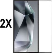 Screenz® - FULL COVER Screenprotector geschikt voor Samsung Galaxy S24 Ultra - Tempered glass Screen protector geschikt voor S24 Ultra - Beschermglas - Glasplaatje - 2 stuks
