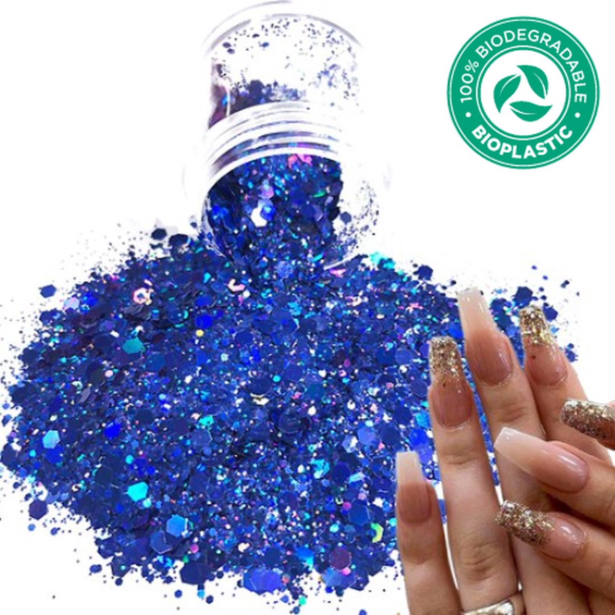 Goedkoopste Chunky Glitters (Donkerblauw) [Volume 8g - Festival Glitter Outfit Nagel Decoratie Versiering - Manicure Kunstnagels Nepnagels Acryl Nagels - Kinderen Volwassenen Dames Glitters]
