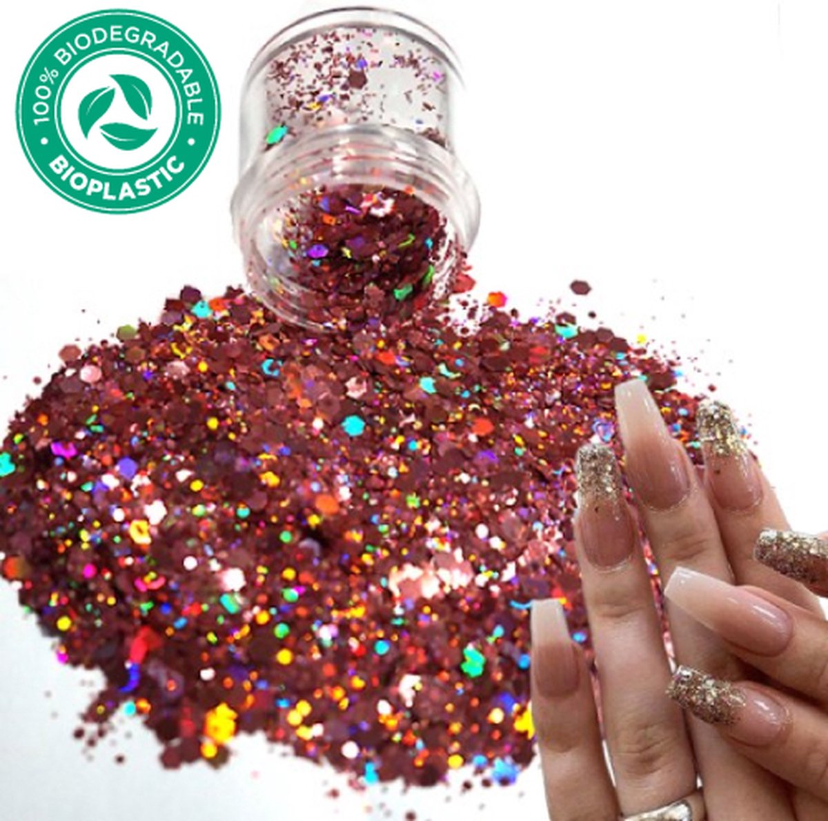 Goedkoopste Chunky Glitters (Rose Goud) [Volume 8g - Festival Glitter Outfit Nagel Decoratie Versiering - Manicure Kunstnagels Nepnagels Acryl Nagels - Kinderen Volwassenen Dames Glitters]