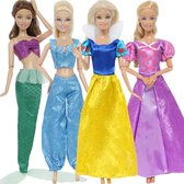 Vêtements de poupée - Convient pour Barbie - Set de 4 tenues - Thema Princesse - Blanche Neige, Ariel, Jasmine, Raiponce - Contes de Fées - Sirène