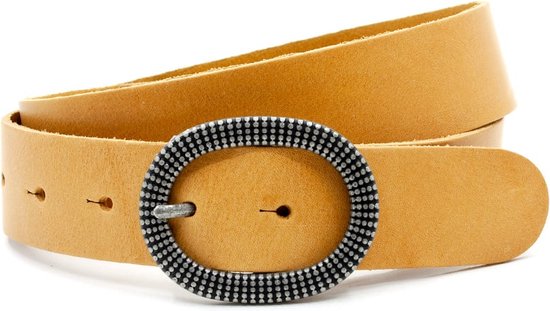 Thimbly Belts Ceinture femme cognac/camel - ceinture femme - 4 cm de large - Camel - Cuir véritable - Tour de taille : 85 cm - Longueur totale de la ceinture : 100 cm