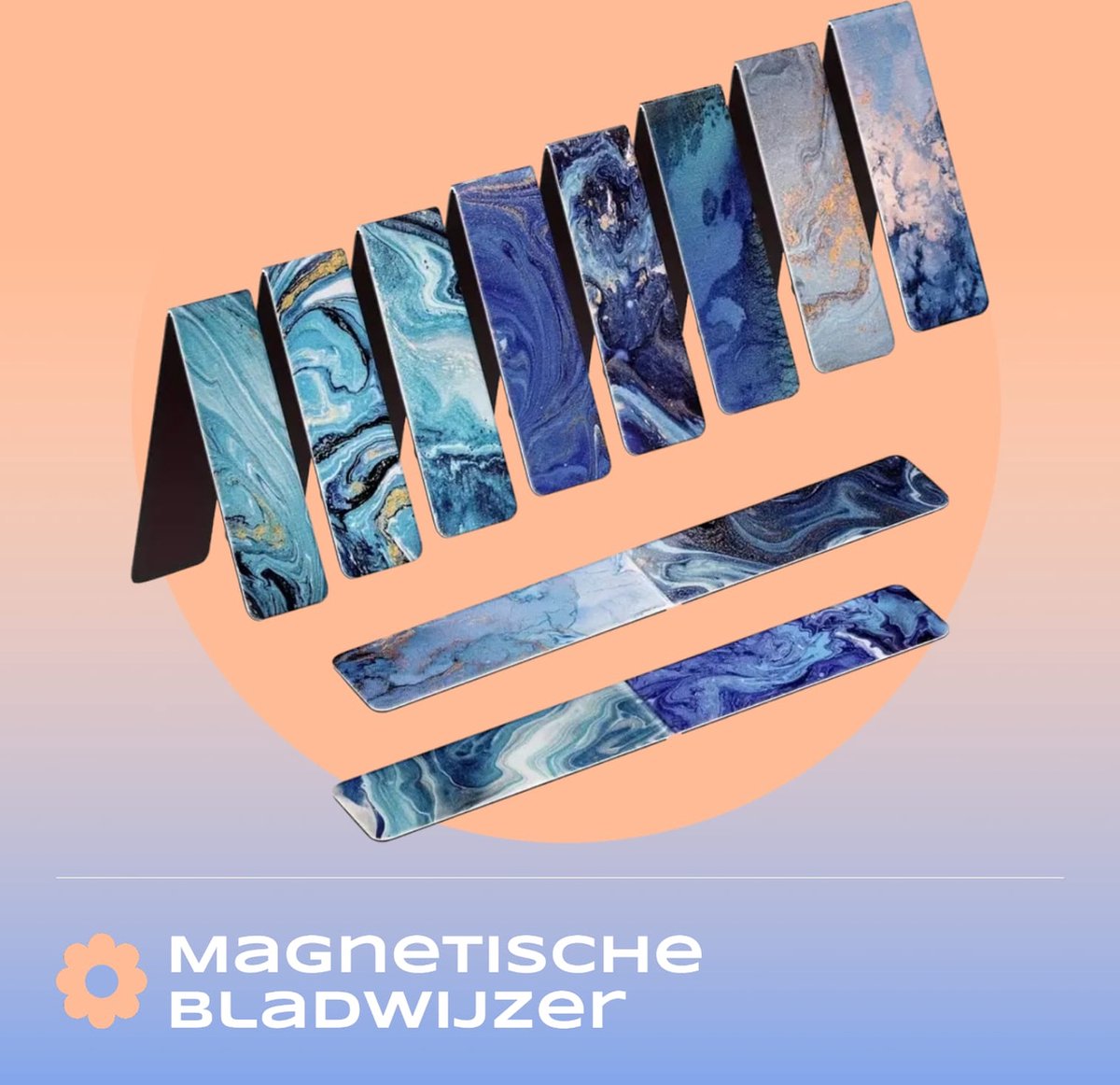 AliRose - Magnetische Bladwijzers / boekenlegger - Marble WAVES - Set - 12 Stuks - Ocean