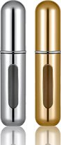 Scenty® - Parfum Verstuiver Navulbaar - Mini Parfum Flesje - Reisflesje - Zilver & Goud - 2 stuks