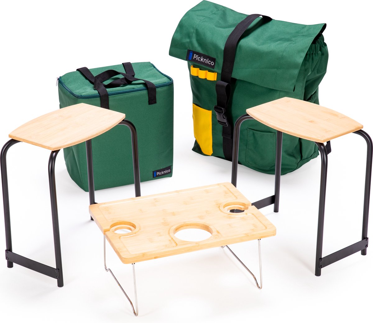 Studio Basas, picknico, Koeltas, picknickrugzak, rugzak met 2 krukjes, plooitafeltje en koeltas, outdoor backpack ,comfortabel picknickrugzak.