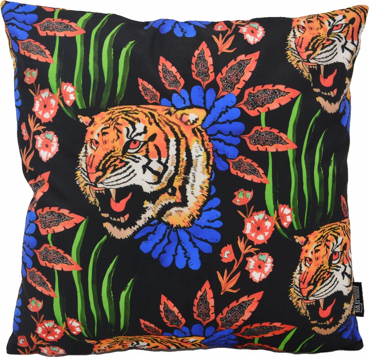Gek op Kussens! Tiger Style Kussenhoes | Katoen/Polyester | 45 x 45 cm Blauw/Zwart