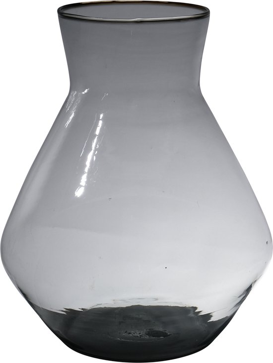 Hakbijl Glass Bloemenvaas Alexandra - transparant zwart - eco glas - D25 x H30 cm - smoke glas